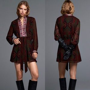 Bloggers Favorite ZARA Jacquard Ribbon Flowy Long Sleeve Mini Dress